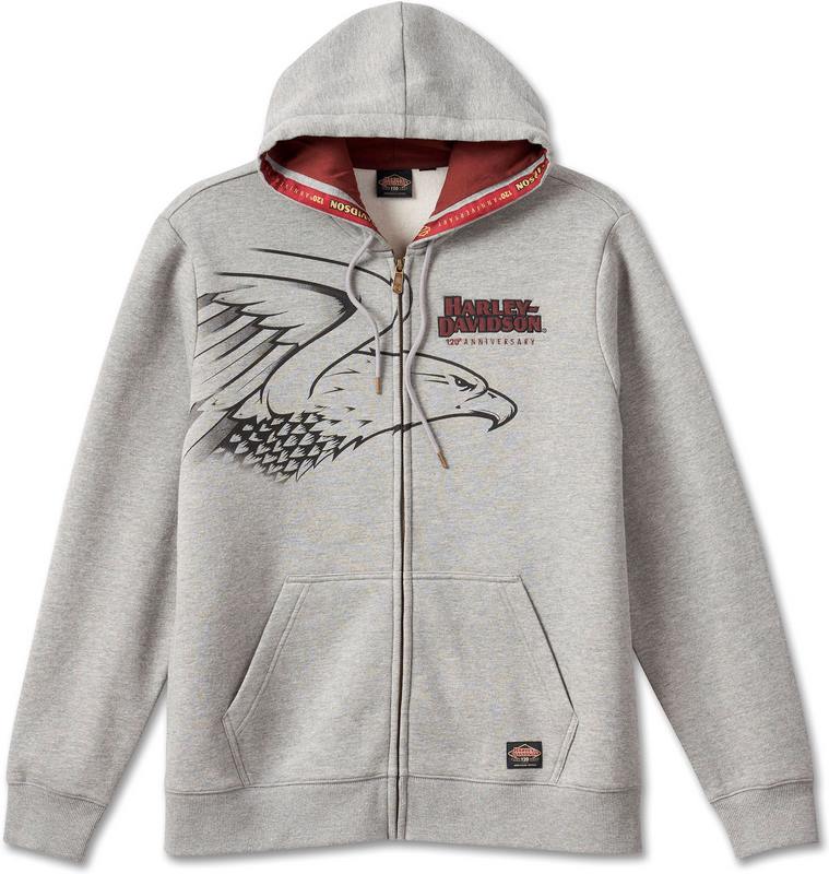 Harley-Davidson Men'S 120Th Anniversary Zip-Up Hoodie  Charcoal Grey Heather | 96521-23VM