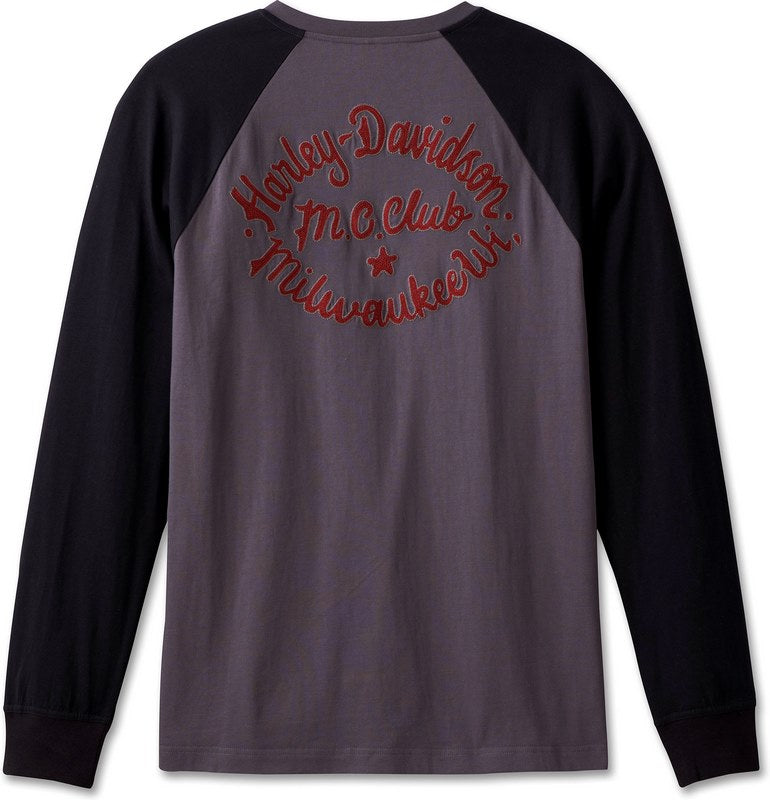 Harley-Davidson Henley-Knit  Colorblock-Design-Blackened Pearl | 96546-23VM