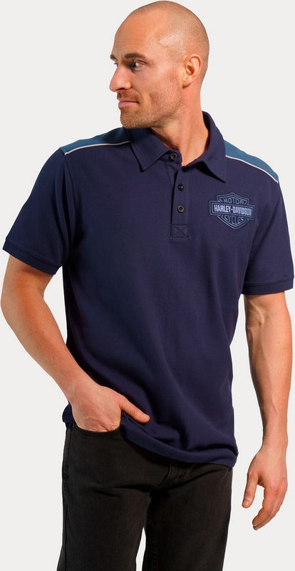 Harley-Davidson Polo-Knit  Colorblock-Design-Peacoat | 96563-23VM