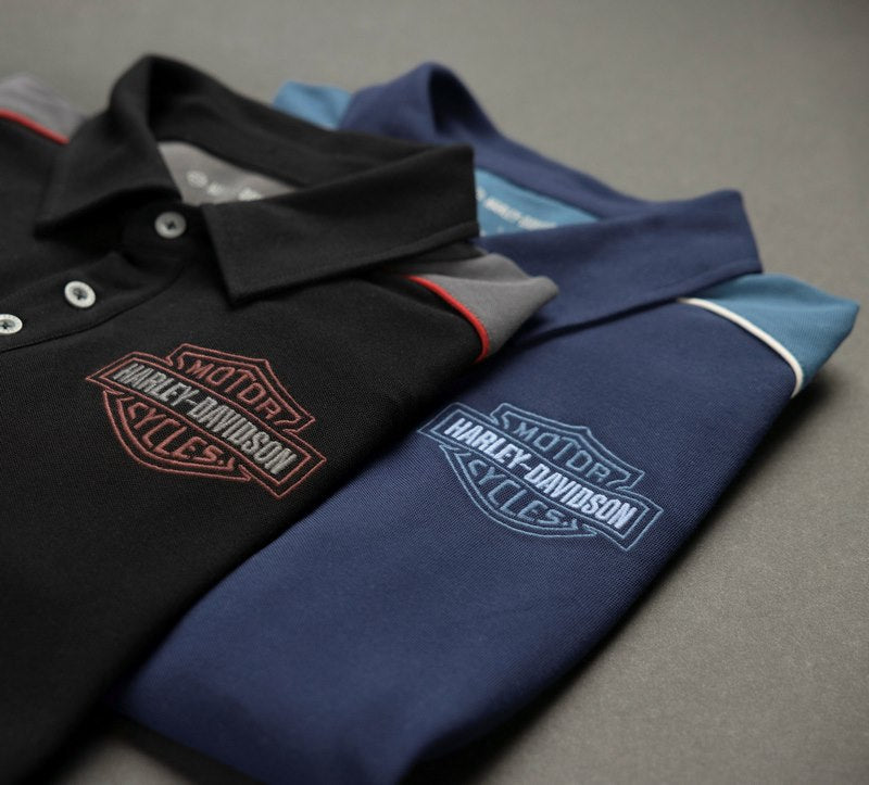 Harley-Davidson Polo-Knit  Colorblock-Design-Peacoat | 96563-23VM