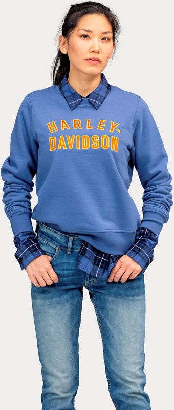 Harley-Davidson Women'S Essence Applique Crewneck Pullover  Gray Blue | 96602-22VW