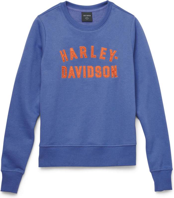 Harley-Davidson Women'S Essence Applique Crewneck Pullover  Gray Blue | 96602-22VW