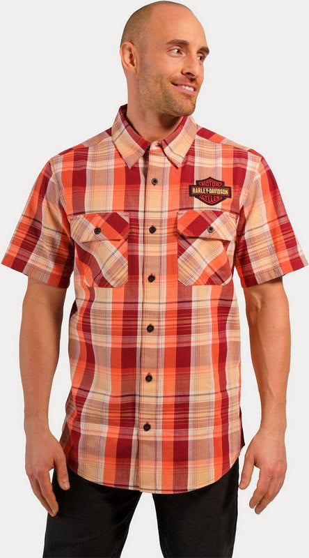 Harley-Davidson Shirt-Woven  Yarn Dyed Plaid-Merlot | 96616-23VM