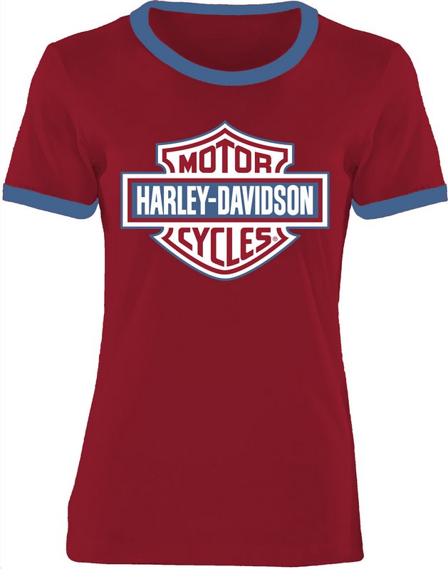 Harley-Davidson Women'S Essential Bar & Shield Ringer Tee  Chili Pepper | 96619-22VW