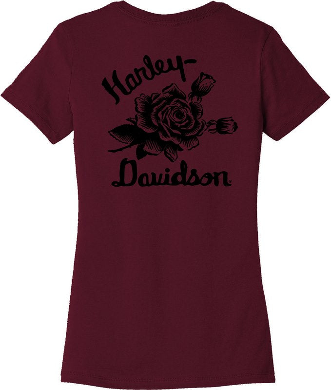 Harley-Davidson Women'S Forever Roses Back Print Tee  Merlot | 96641-22VW