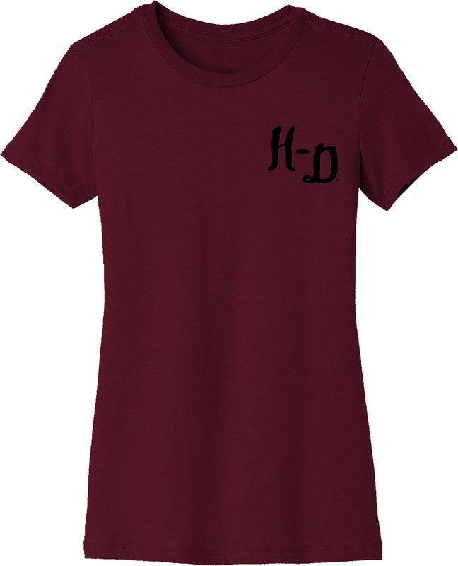 Harley-Davidson Women'S Forever Roses Back Print Tee  Merlot | 96641-22VW