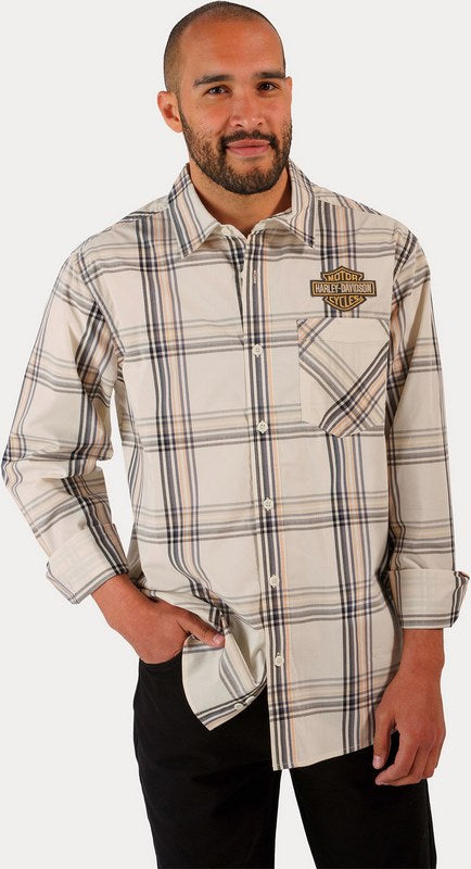 Harley-Davidson Shirt-Woven  Off White Plaid | 96643-23VM