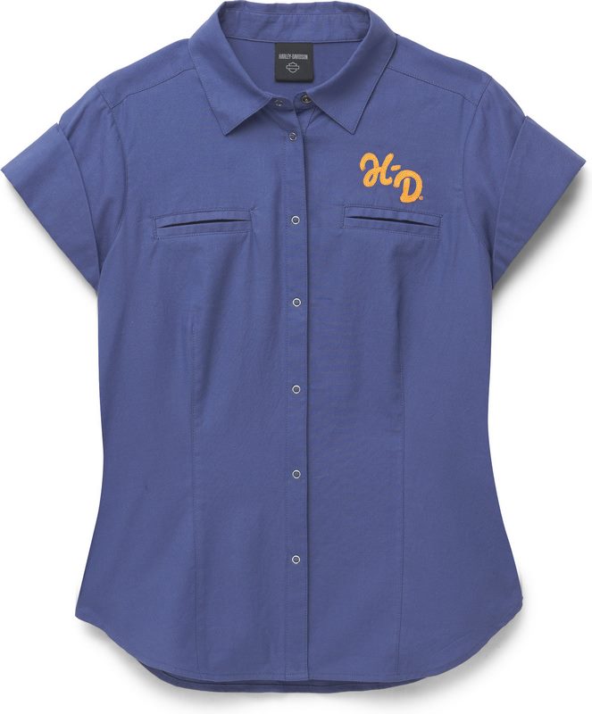 Harley-Davidson Shirt-Woven  Gray Blue | 96663-22VW