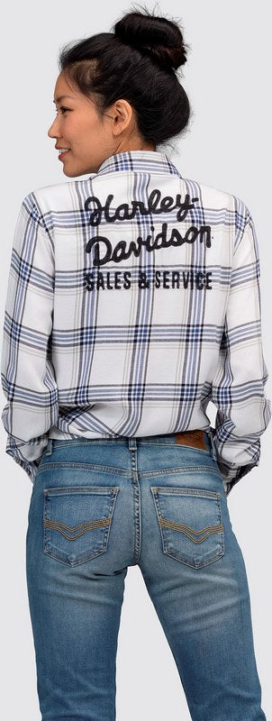 Harley-Davidson Shirt-Woven  Yarn Dyed Plaid-Bright White | 96665-22VW