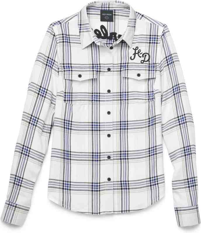 Harley-Davidson Shirt-Woven  Yarn Dyed Plaid-Bright White | 96665-22VW