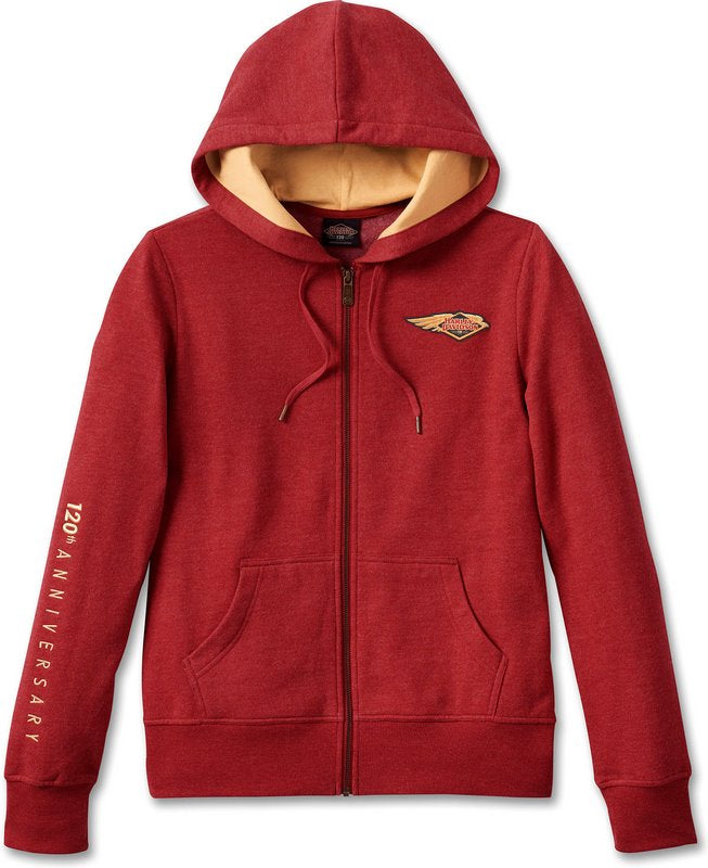 Harley-Davidson Women'S 120Th Anniversary Special Zip Front Hoodie  Merlot Heather | 96666-23VW
