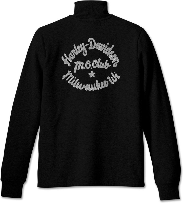Harley-Davidson Women'S Hill Climber Crew Zip Front Fleece Jacket  Black Beauty | 96670-23VW