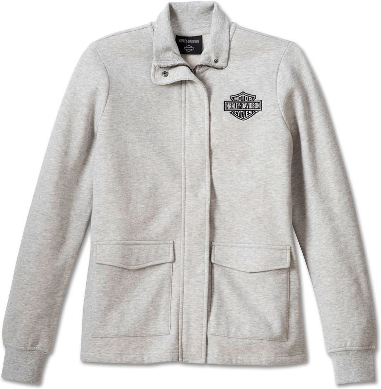 Harley-Davidson Women'S Hill Climber Crew Zip Front Fleece Jacket  Light Grey Heather | 96671-23VW