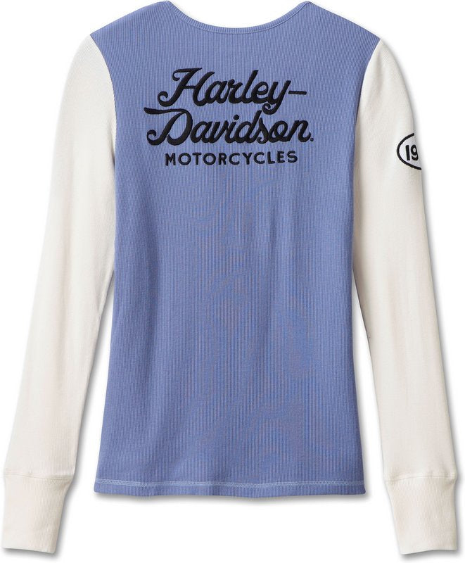 Harley-Davidson Women'S Timeless Perfect Pick Colorblock Henley  Colorblock-Design-Colony Blue | 96680-23VW