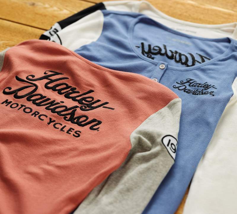 Harley-Davidson Women'S Timeless Perfect Pick Colorblock Henley  Colorblock-Design-Colony Blue | 96680-23VW