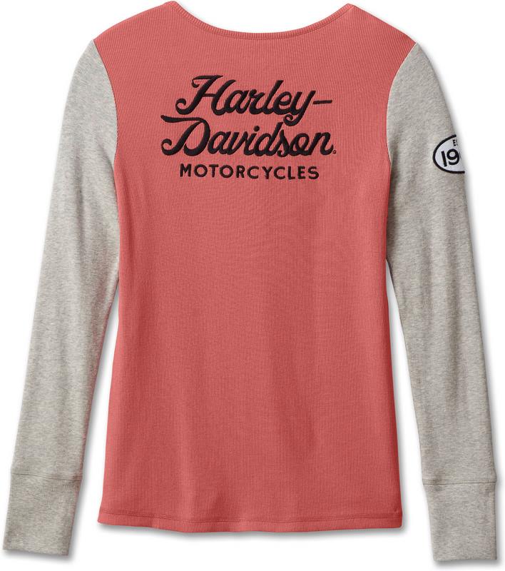 Harley-Davidson Henley-Knit  Colorblock-Design-Light Mahogany | 96681-23VW