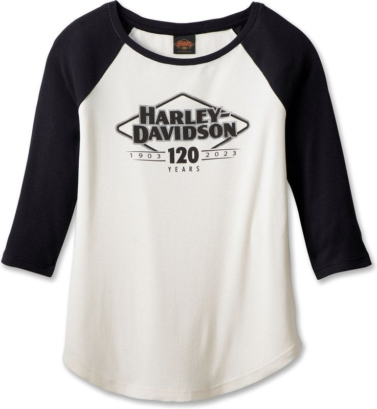 Harley-Davidson Women'S 120Th Anniversary Speedbird Diamond Knit Top  Colorblock-Design-Cloud Dancer | 96683-23VW