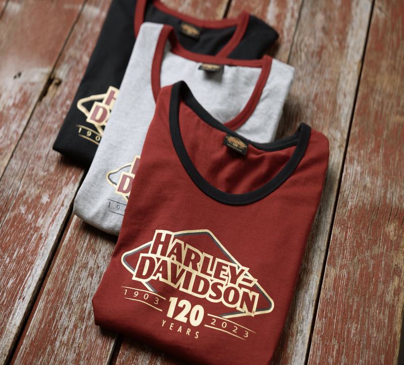 Harley-Davidson Women'S 120Th Anniversary Speedbird Diamond Scoopneck Tee  Merlot | 96695-23VW