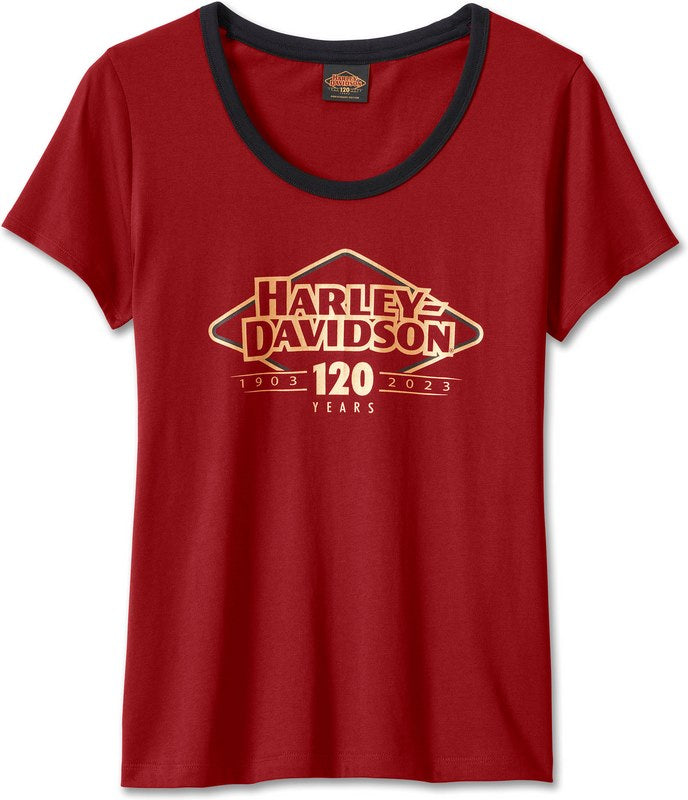 Harley-Davidson Women'S 120Th Anniversary Speedbird Diamond Scoopneck Tee  Merlot | 96695-23VW