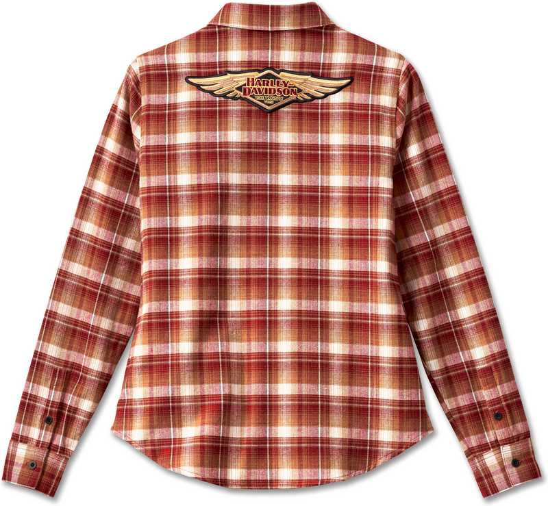 Harley-Davidson Women'S 120Th Anniversary Retro Flannel Shirt  Yarn Dyed Plaid-Merlot | 96746-23VW
