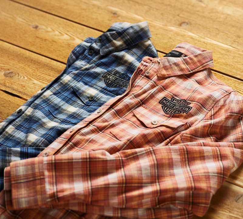 Harley-Davidson Shirt-Woven  Yarn Dyed Plaid-Colony Blue | 96747-23VW