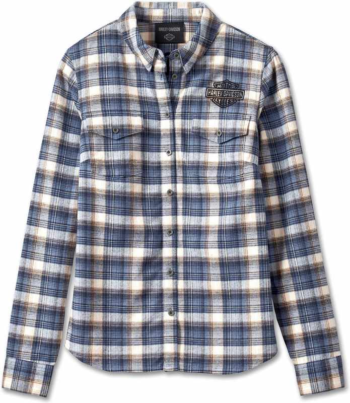 Harley-Davidson Shirt-Woven  Yarn Dyed Plaid-Colony Blue | 96747-23VW
