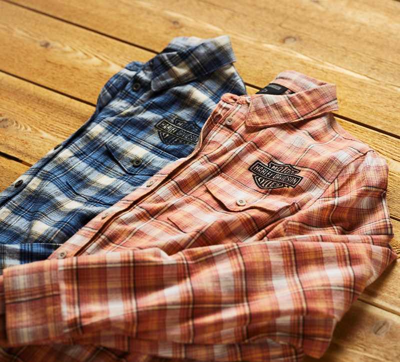 Harley-Davidson Shirt-Woven  Yarn Dyed Plaid-Light Mahogany | 96748-23VW