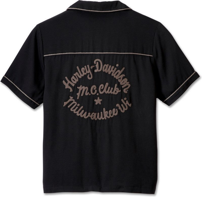 Harley-Davidson Women'S Club Crew Contrast Piping Shirt  Black Beauty | 96753-23VW