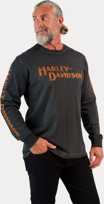 Harley-Davidson Men'S Whiplash Long Sleeve Tee  Black Beauty | 96813-23VM