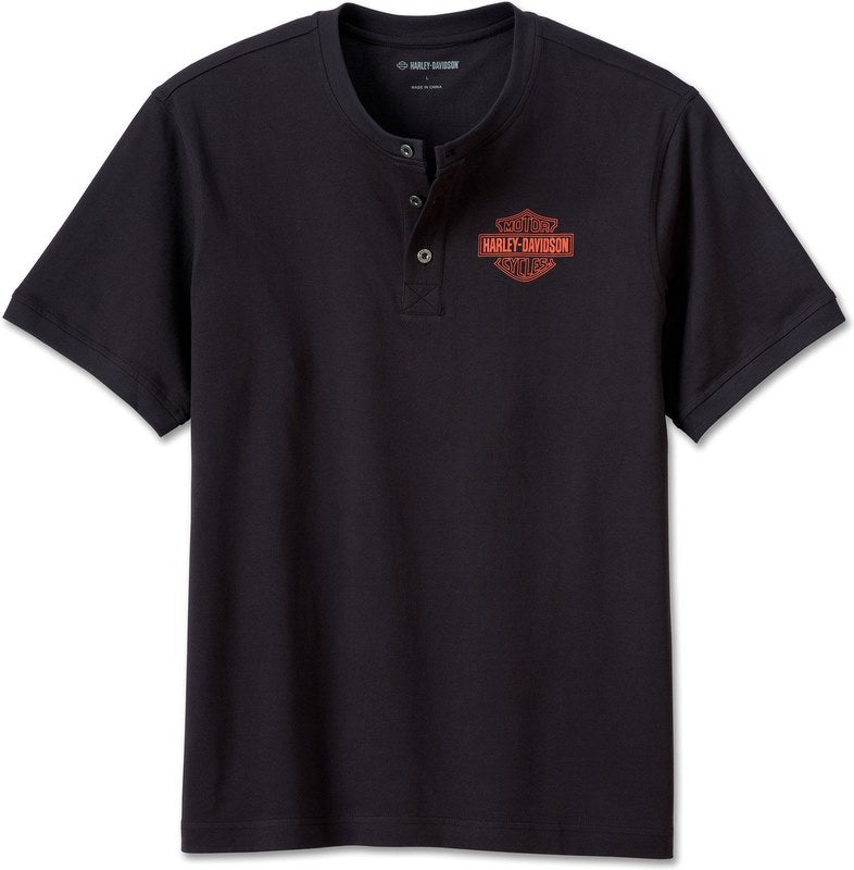 Harley-Davidson Men'S Combustion Henley  Black Beauty | 96837-23VM