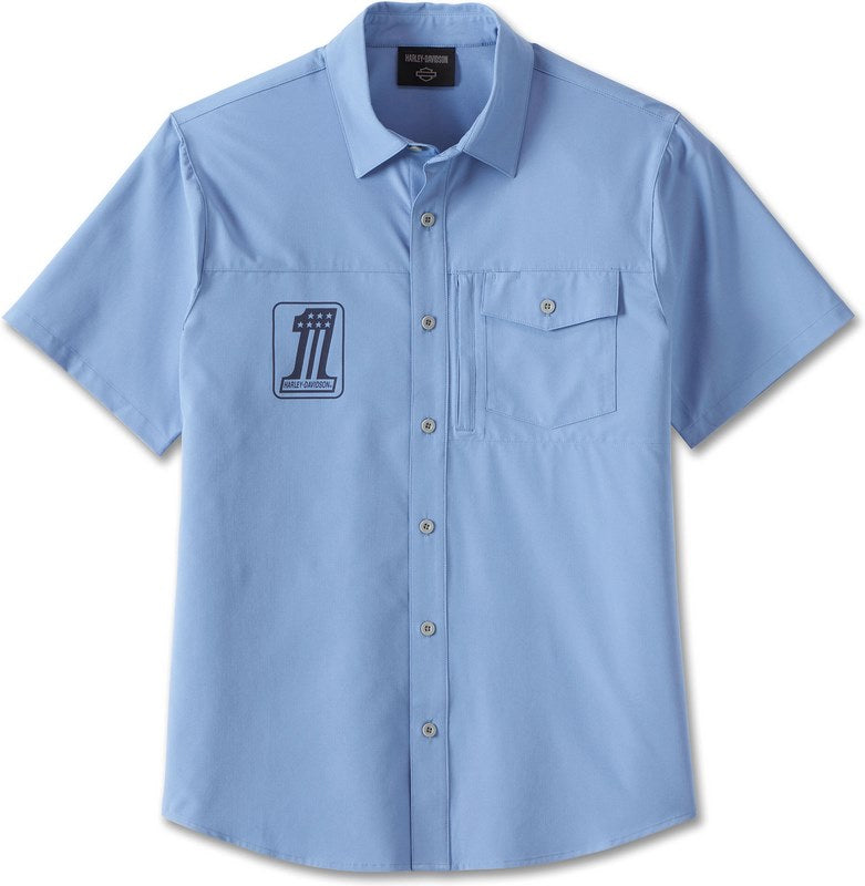 Harley-Davidson Shirt-Woven  Colonial Blue | 96866-23VM