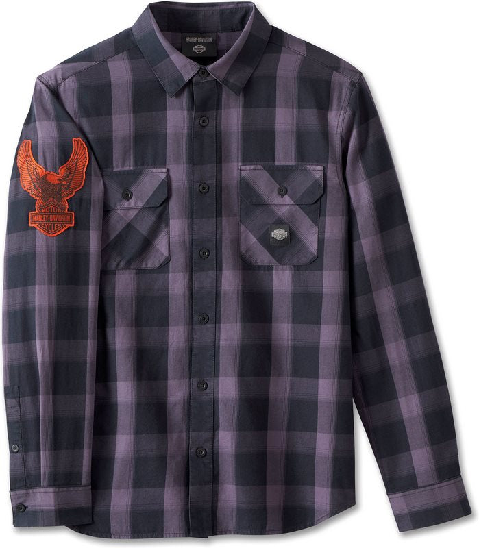 Harley-Davidson Men'S Motorbreath Long Sleeve Shirt  Black Plaid | 96874-23VM