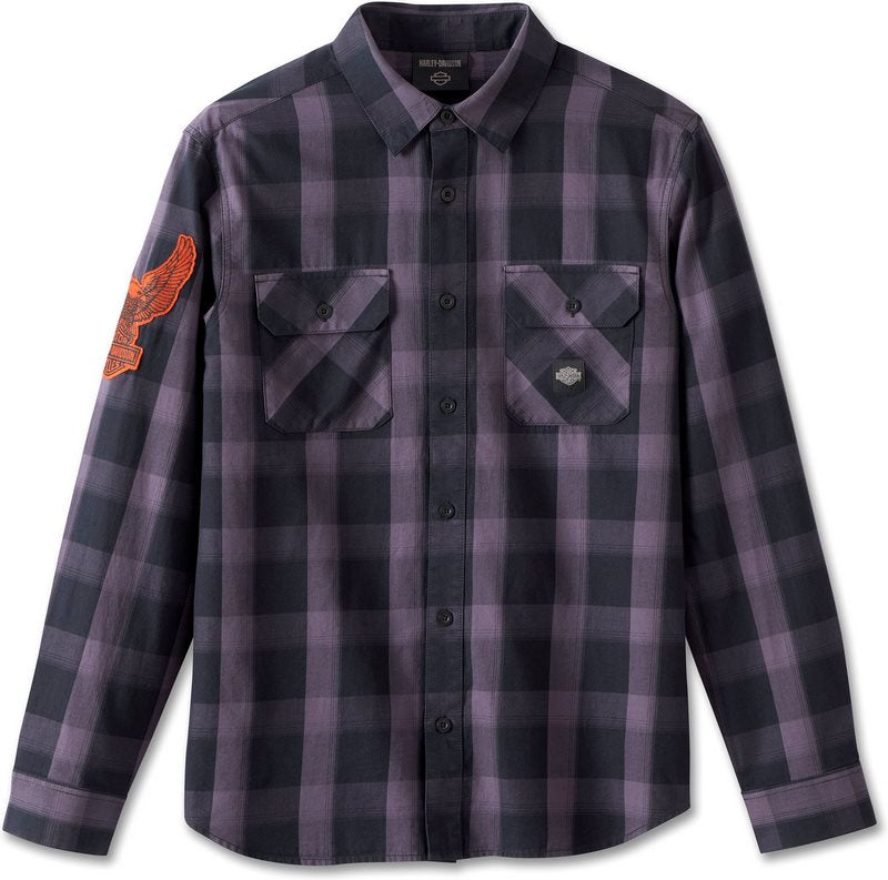Harley-Davidson Men'S Motorbreath Long Sleeve Shirt  Black Plaid | 96874-23VM