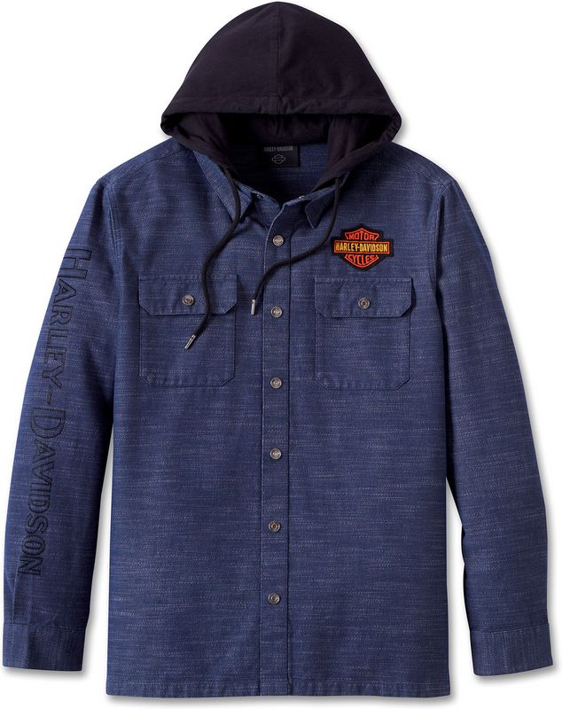 Harley-Davidson Men'S Whiplash Hooded Shirt Jacket  Caban | 96876-23VM