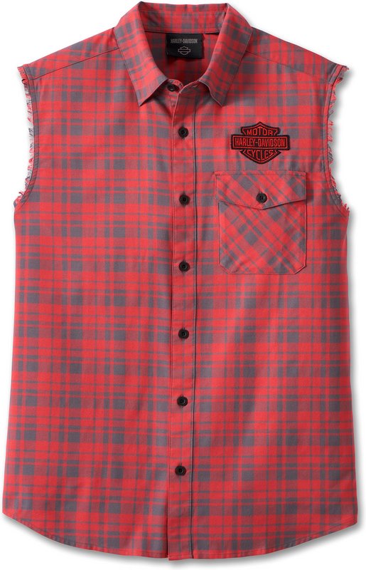 Harley-Davidson Men'S Bar & Shield Plaid Blowout  Red Checkered | 96889-23VM