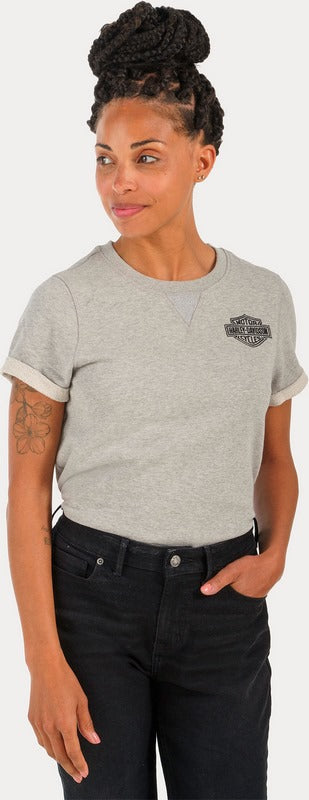 Harley-Davidson Women'S At Ease Short Sleeve Pullover  Light Grey Heather | 96896-23VW