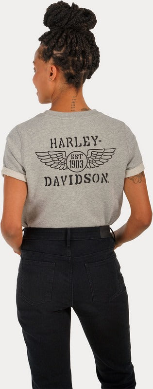 Harley-Davidson Women'S At Ease Short Sleeve Pullover  Light Grey Heather | 96896-23VW