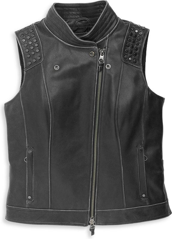 Harley-Davidson Women'S Electra Studded Leather Vest  Black | 97005-22VW