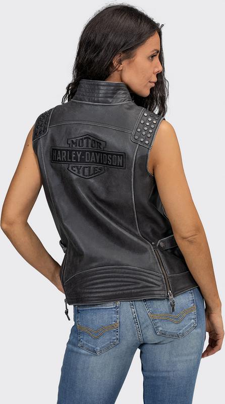 Harley-Davidson Women'S Electra Studded Leather Vest  Black | 97005-22VW