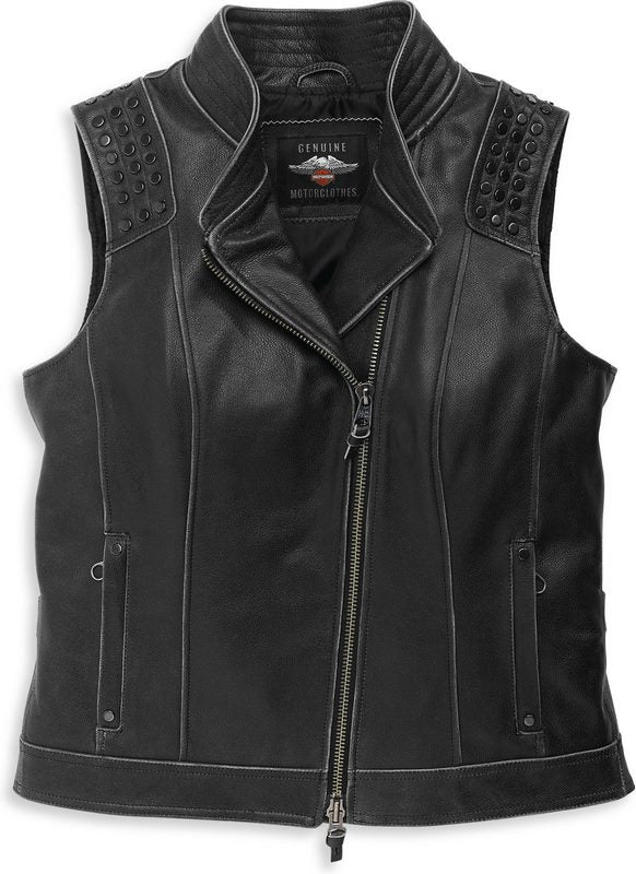 Harley-Davidson Women'S Electra Studded Leather Vest  Black | 97005-22VW
