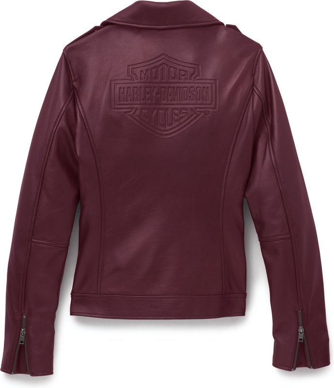 Harley-Davidson Women'S Lisbon Debossed Casual Leather Jacket  Wine Leather | 97021-22VW