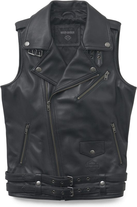 Harley-Davidson Women'S Pierce Leather Vest  Black leather | 97027-22VW