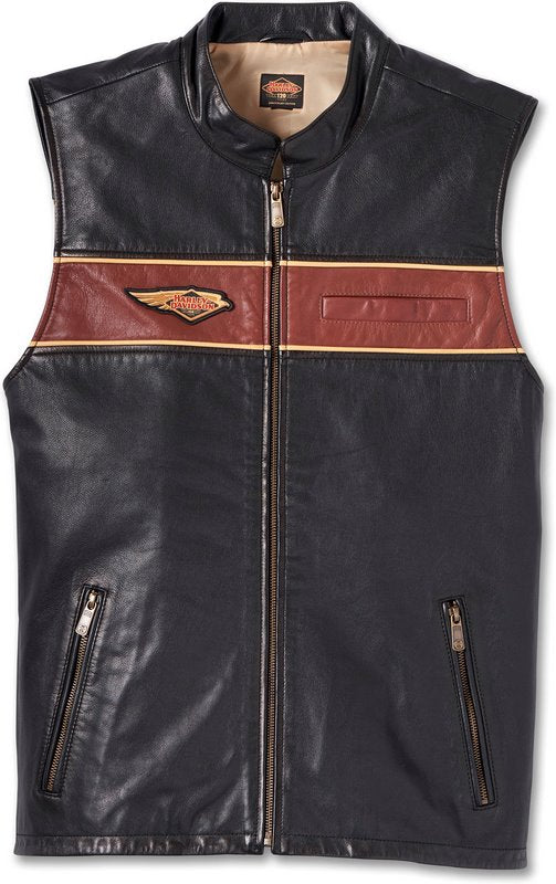 Harley-Davidson Men'S 120Th Anniversary Leather Vest  Black leather | 97036-23VM
