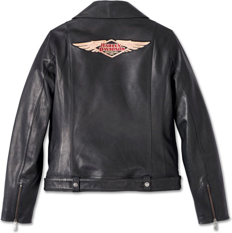 Harley-Davidson 120Th Anniversary D-Pocket Biker Leather Jacket For Women  Black | 97037-23VW