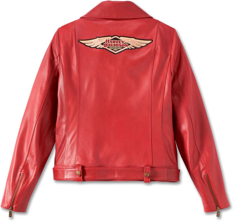 Harley-Davidson 120Th Anniversary D-Pocket Biker Leather Jacket For Women  Merlot | 97038-23VW