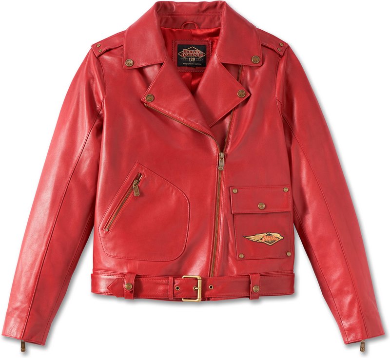 Harley-Davidson 120Th Anniversary D-Pocket Biker Leather Jacket For Women  Merlot | 97038-23VW