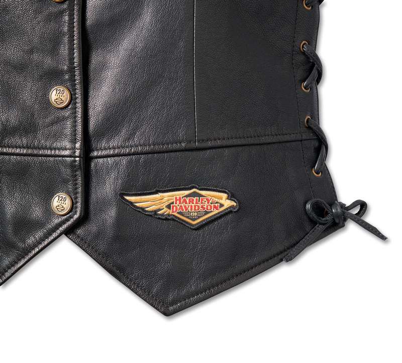 Harley-Davidson Women'S 120Th Anniversary Laced Side Leather Vest  Black | 97042-23VW