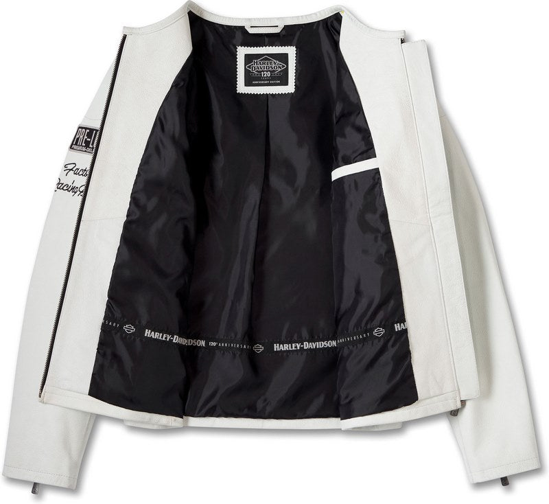 Harley-Davidson 120Th Anniversary Cafe Racer Leather Jacket For Women  Bright White | 97045-23VW