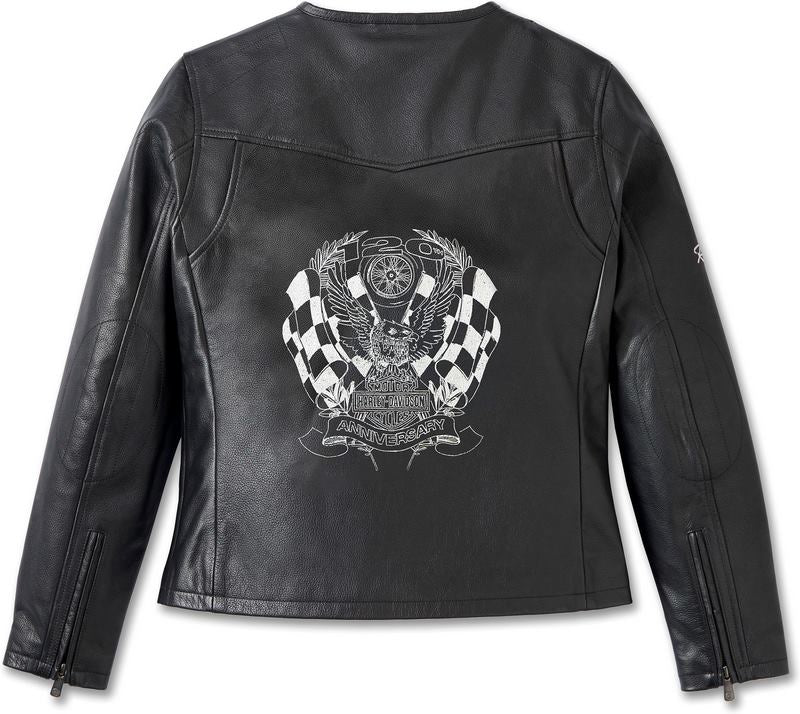 Harley-Davidson Women'S 120Th Anniversary Cafe Racer Leather Jacket  Black | 97052-23VW