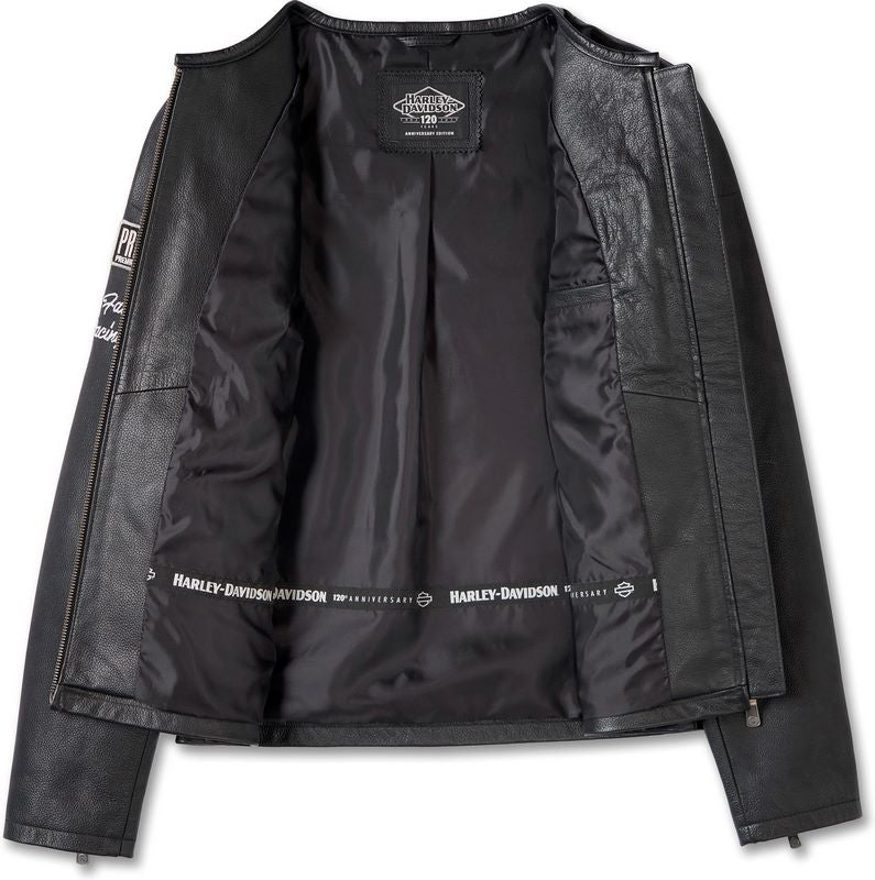 Harley-Davidson Women'S 120Th Anniversary Cafe Racer Leather Jacket  Black | 97052-23VW